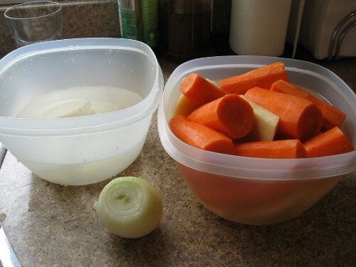 Carrots Peeled, Onions and Potatoes
